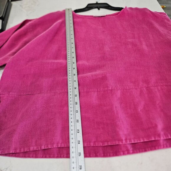 Bryn Walker Linen Tunic Top Sz Medium Fuchsia Pink Long Sleeve Lagenlook - Picture 10 of 10
